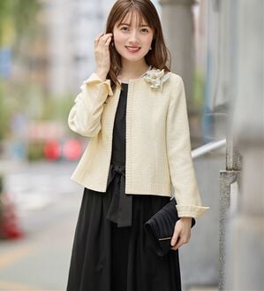 alotta（アロッタ）の「【３点セット】入学式卒業式に！ママに嬉しい洗えるワンピセレモニースーツ＜７号～２３号＞（ワンピースセットスーツ）」｜ベージュ系