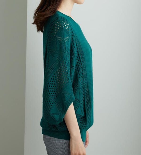BELLUNA（ベルーナ）の「透かし編ドルマンニットプルオーバー（ニット・セーター）」｜詳細画像