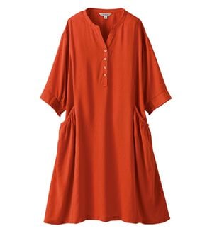 BELLUNA（ベルーナ）の「スラブ素材ポケット付シャツワンピース（その他ワンピース）」｜オレンジ