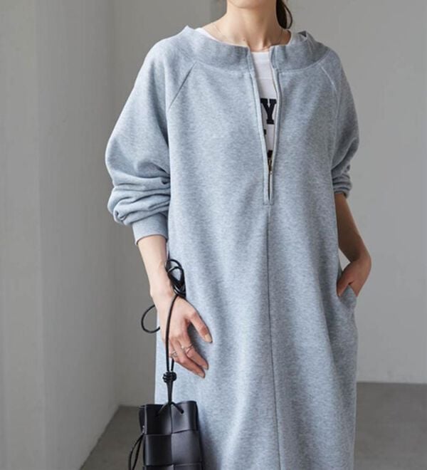 RANAN（ラナン）の「裏起毛ハーフジップワンピース（ロングワンピース）」｜詳細画像