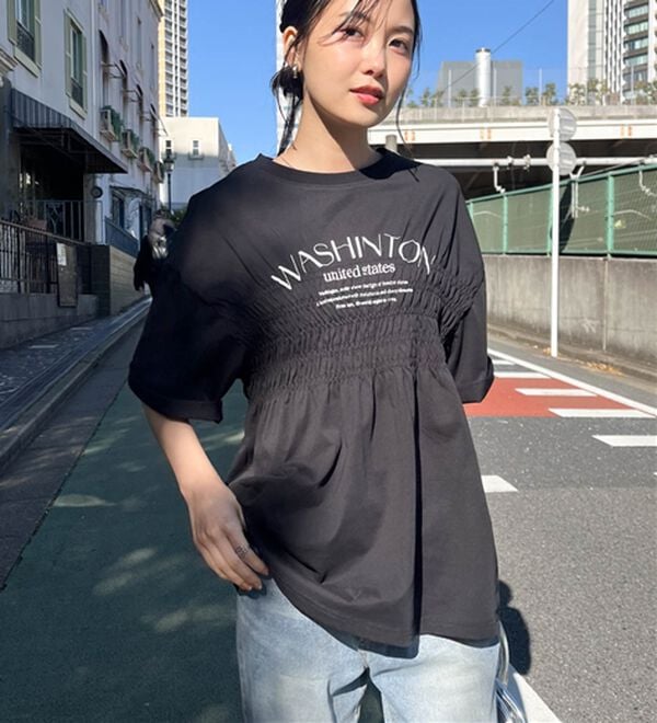 RANAN（ラナン）の「マルチファンクション　シャーリングプリントT（Tシャツ）」｜ブラック