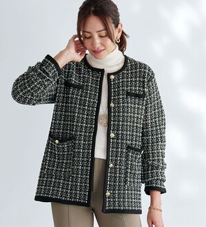 BELLUNA（ベルーナ）の「ツイード調素材ニットコート（その他ジャケット）」｜黒系