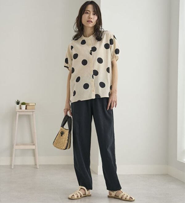 BELLUNA（ベルーナ）の「レーヨン麻入りゆったりワイドパンツ（フルレングスパンツ）」｜詳細画像