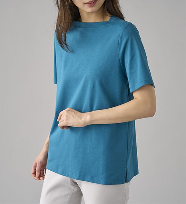 BELLUNA（ベルーナ）の「艶やか綿１００％シンプルプルオーバー（カットソー）」｜詳細画像