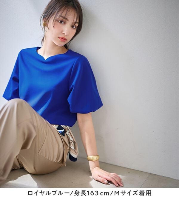 alotta（アロッタ）の「＜６つの機能付＞パフ袖ハートネックブラウスＴシャツ（ブラウス）」｜詳細画像
