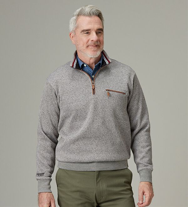 「＜ダンロップ・リファインド＞ツイード調ハーフジップトレーナー（メンズトレーナー）」｜詳細画像