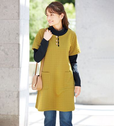 LAVIENNE（ラヴィエンヌ）の「１枚で楽ちん！重ね着風おしゃれチュニック（チュニック）」