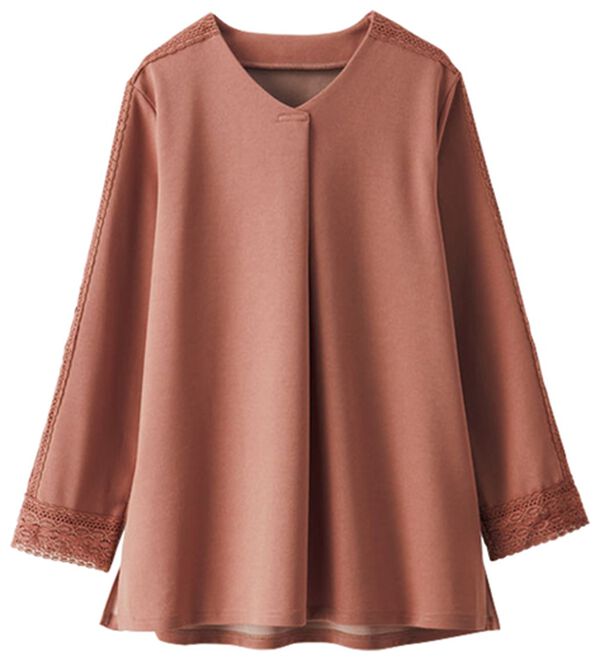 BELLUNA（ベルーナ）の「カットジョーゼット素材レース使いブラウス（カットソー）」｜詳細画像