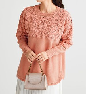 BELLUNA（ベルーナ）の「ふんわりフラワーレースニット（ニット・セーター）」｜詳細画像