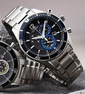 「＜シチズン＞エコ・ドライブ　クロノグラフ（メンズ腕時計）」｜ブルー