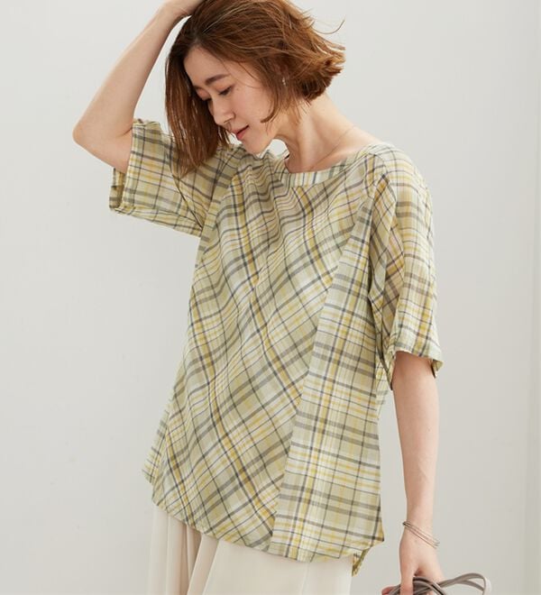 BELLUNA（ベルーナ）の「さらっと快適！Tシャツ見え切替ブラウス（ブラウス）」｜詳細画像