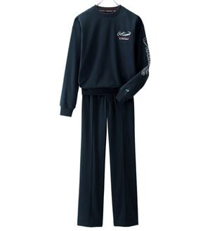 「＜クロコダイル＞デザインホームスーツ（メンズルームウェア）」｜クルーネックネイビー