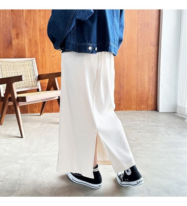 GeeRA（ジーラ）の「【着回し力◎】楽ちんすっきり見え！リブロングスカート（ロングスカート）」｜詳細画像