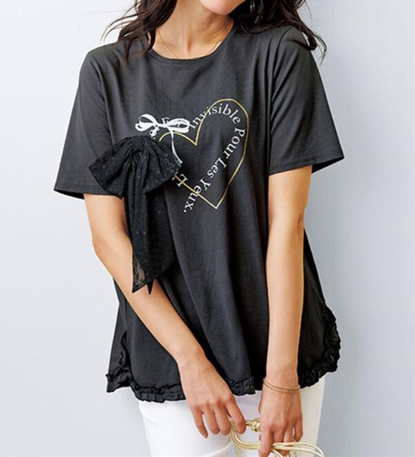 BELLUNA（ベルーナ）の「リボンモチーフ裾フリルプルオーバー（Tシャツ）」｜詳細画像