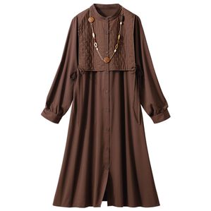 ルフラン（ルフラン）の「キルトステッチ使いワンピース（その他ワンピース）」｜ブラウン系