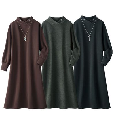ルフラン（ルフラン）の「【３色組】裏起毛でほっこり暖かワンピース（カットソーワンピース）」