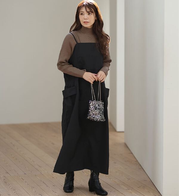 A HAPPY MARILYN（アハッピーマリリン）の「【Ｌ～６Ｌ】モックネック／ハイネックから選べる Ｔシャツ感覚で着られる（もっちりｖｅｒ）リブニット（ニット・セーター）」｜詳細画像