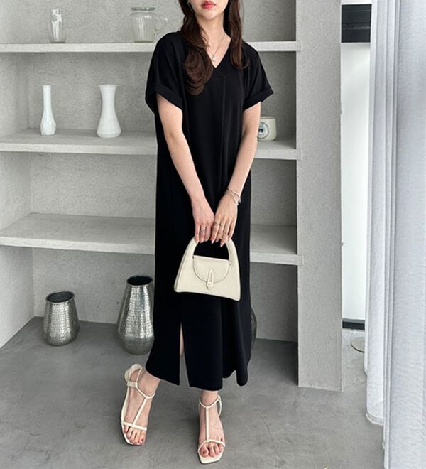 GeeRA（ジーラ）の「ひんやり快適！ジャカードスキッパーワンピ（カットソーワンピース）」｜詳細画像