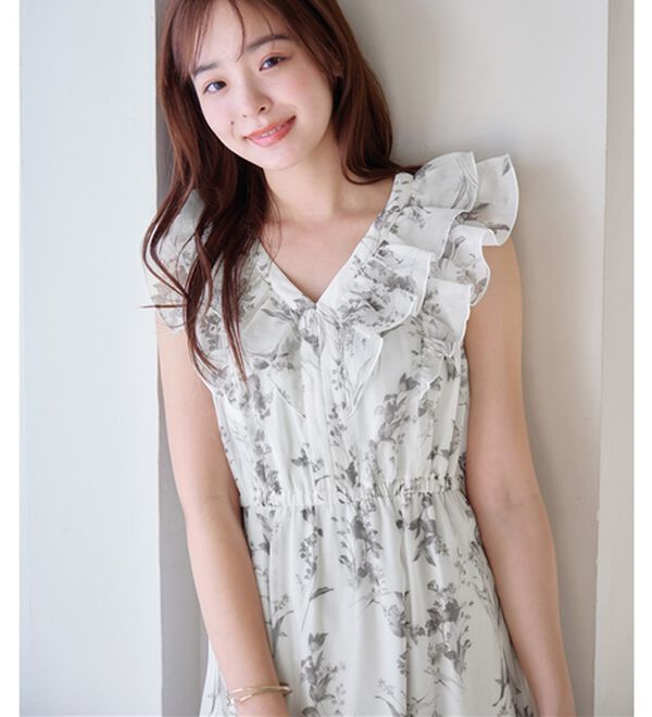 alotta（アロッタ）の「ニュアンス花柄ラッフルデザインワンピース（その他ワンピース）」｜詳細画像