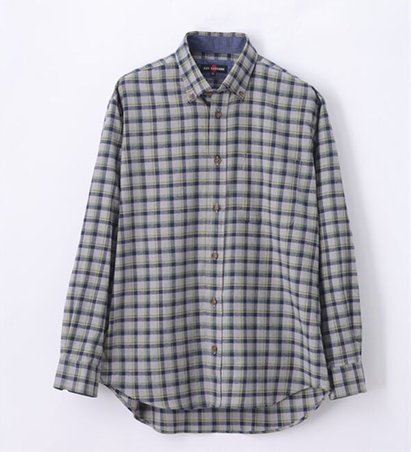 「着心地快適ストレッチネルシャツ（メンズシャツ）」｜グリーンチェック