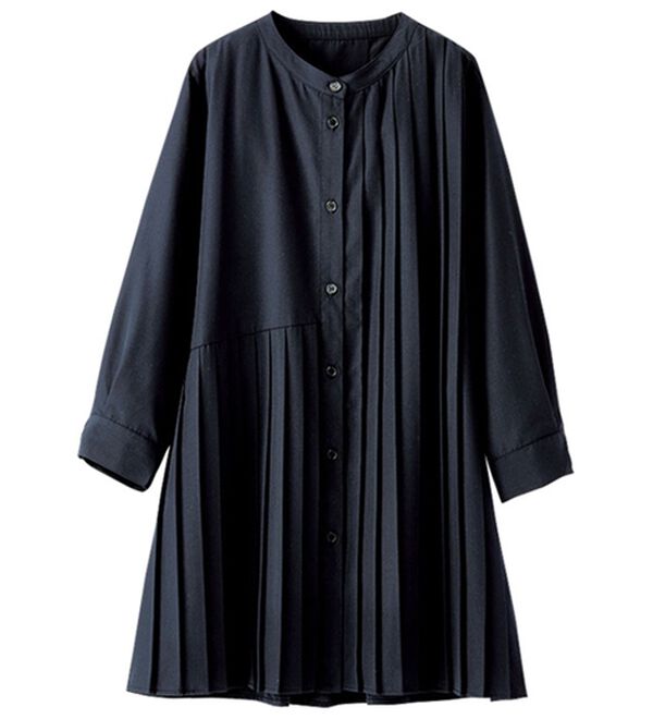 BELLUNA（ベルーナ）の「プリーツ切替デザインチュニック（チュニック）」｜黒