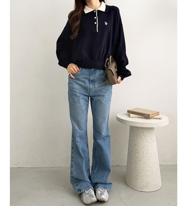 GeeRA（ジーラ）の「【U.S. POLO ASSN.】バイカラーポロ衿ニット（ニット・セーター）」｜詳細画像