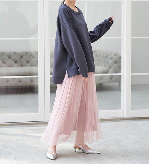 RANAN（ラナン）の「ふわっと可愛いフリルギャザーチュールスカート（ロングスカート）」｜詳細画像