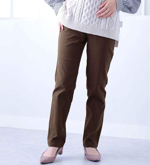 BELLUNA（ベルーナ）の「裏起毛ツイルゆったり快適パンツ（フルレングスパンツ）」｜ブラウン