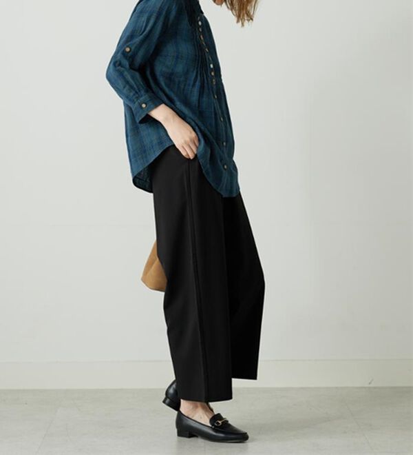 BELLUNA（ベルーナ）の「【接触冷感/UVカット/吸水速乾/イージーケア】カナパストレッチ素材ワイドパンツ（ワイドパンツ・ガウチョ）」｜詳細画像