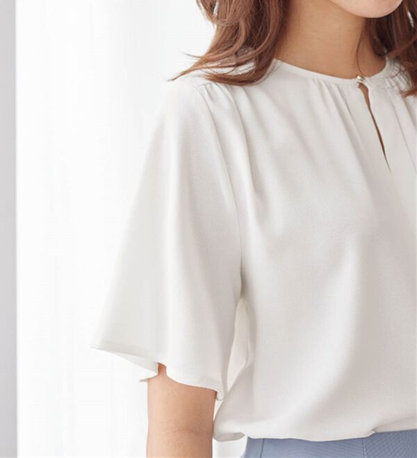 alotta（アロッタ）の「【接触冷感】前後２ＷＡＹギャザーブラウス（半袖）（ブラウス）」｜詳細画像