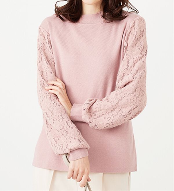 BELLUNA（ベルーナ）の「袖起毛レースニットプルオーバー（ニット・セーター）」｜詳細画像