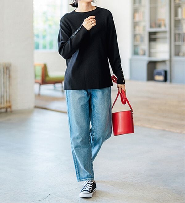 BELLUNA（ベルーナ）の「もちもち袖ボタンニットプルオーバー（ニット・セーター）」｜詳細画像