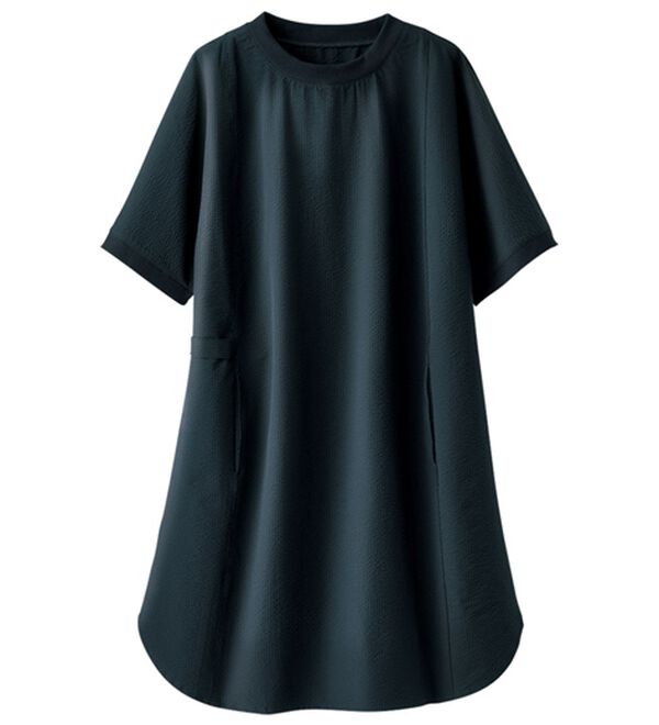 BELLUNA（ベルーナ）の「サラリ速乾！サッカー素材ゆったりチュニック（チュニック）」｜ネイビー