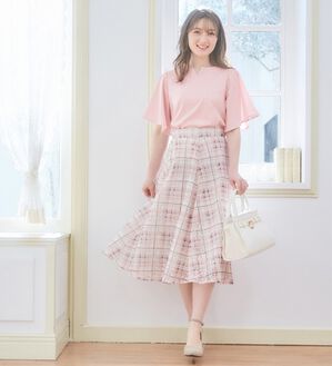 alotta（アロッタ）の「【接触冷感】パール調ボタン付Ｔシャツブラウス（ブラウス）」｜ピンク