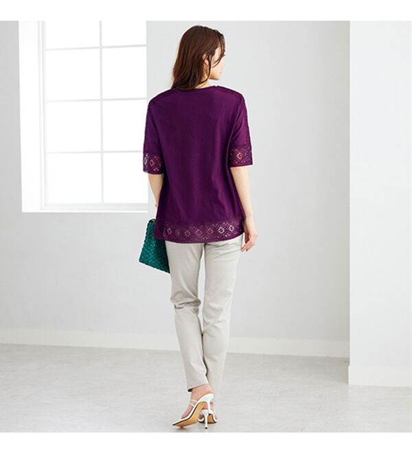 BELLUNA（ベルーナ）の「花柄レース使いデザインプルオーバー（カットソー）」｜詳細画像