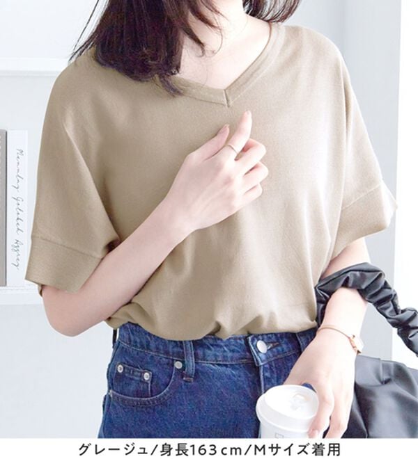 alotta（アロッタ）の「ゆるっと涼やかＶネックプルオーバー（ニット・セーター）」｜詳細画像