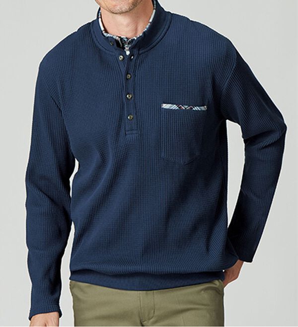 「重ね着いらずのダブル衿トレーナー（メンズトレーナー）」｜詳細画像