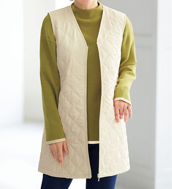 BELLUNA（ベルーナ）の「【マジ軽ウォーム】蓄熱保温キルトロングベスト（ポーチ付）（ベスト）」｜詳細画像