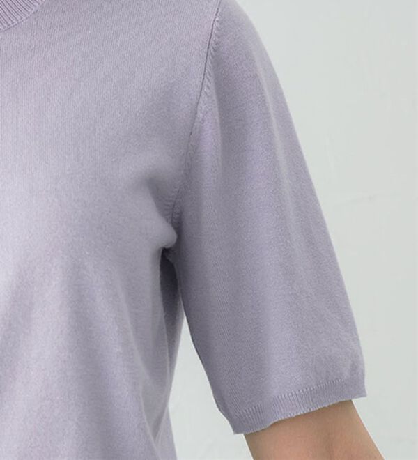 Pierrot（ピエロ）の「【洗濯機で洗える】【ＵＶカット】シルクタッチ半袖ニット（ニット・セーター）」｜詳細画像