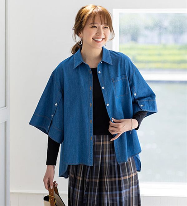 BELLUNA（ベルーナ）の「春の重ね着を楽しむ♪ボタンデザインデニムジャケット（その他ジャケット）」｜詳細画像