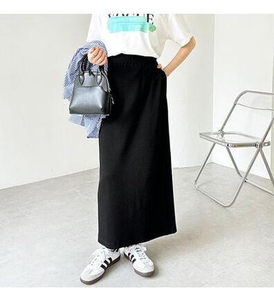 GeeRA（ジーラ）の「【着回し力◎】楽ちんすっきり見え！リブロングスカート（ロングスカート）」