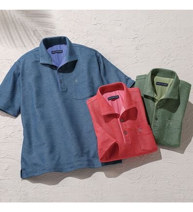 「【３色組】＜コムルヴァン・オム＞お洒落な杢調大人顔ポロシャツ（メンズシャツ）」
