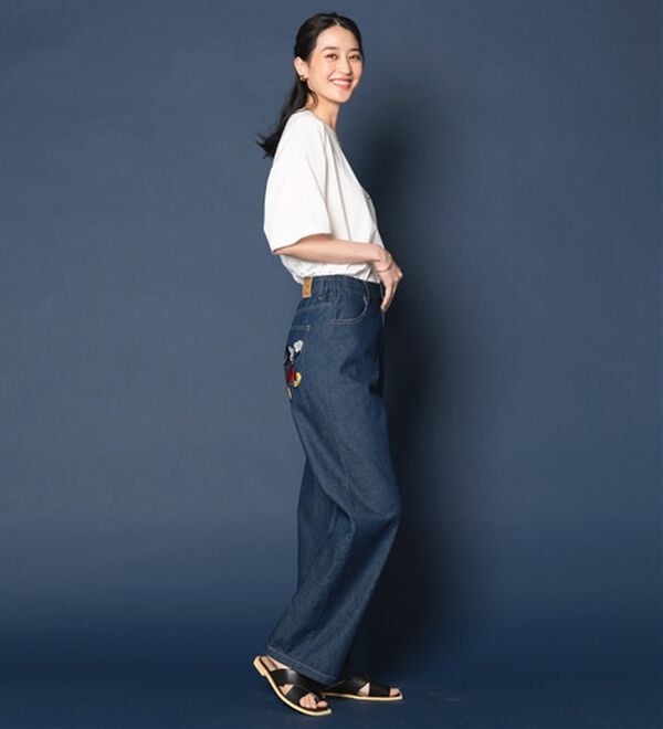 BELLUNA（ベルーナ）の「＜Ｄｉｓｎｅｙ＞刺しゅうデニムパンツ（ワイドパンツ・ガウチョ）」｜詳細画像