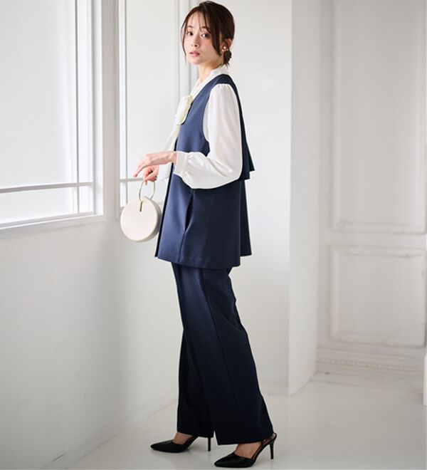 RANAN（ラナン）の「【２点セット】洗える！多機能バックフリルベストセットアップ（パンツスーツ）」｜詳細画像