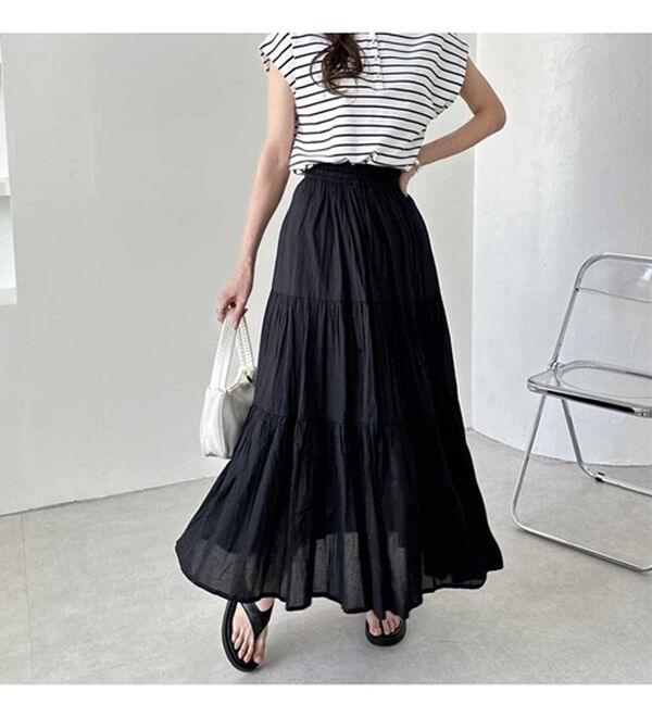 GeeRA（ジーラ）の「コットンボイルワッシャーティアードスカート（ロングスカート）」｜詳細画像