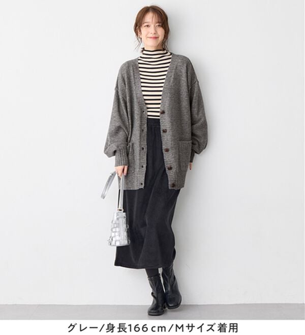 Viola e Viola（ヴィオラ エ ヴィオラ）の「洗えるもちもち　ミドル丈ニットカーデ（ニットカーディガン）」｜詳細画像