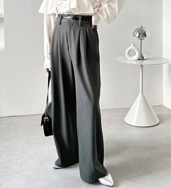 GeeRA（ジーラ）の「着心地抜群！ハイウエストダブルタックワイドパンツ（フルレングスパンツ）」｜詳細画像