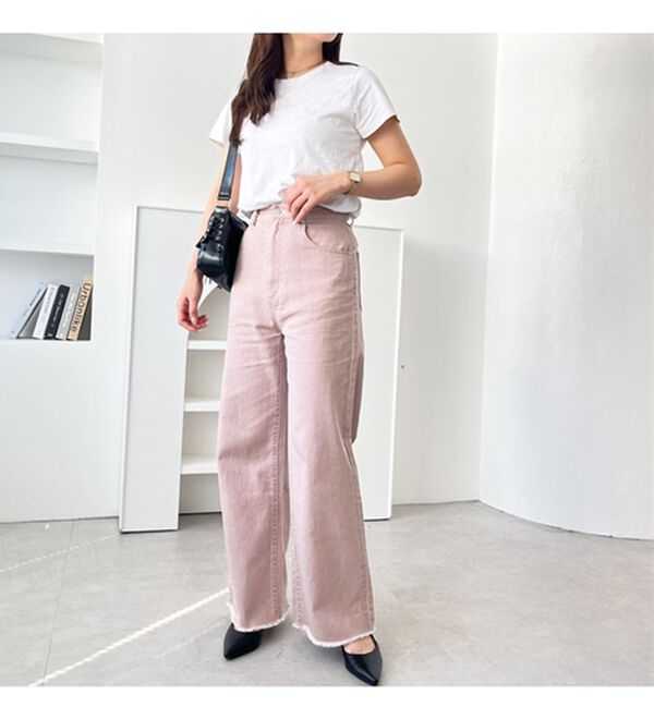 GeeRA（ジーラ）の「オリジナルパッチハイウエストデニム（ワイドパンツ・ガウチョ）」｜詳細画像