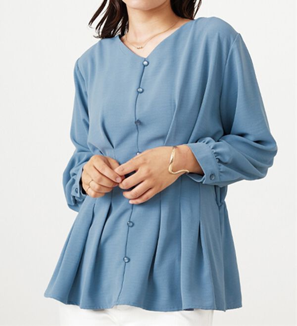 BELLUNA（ベルーナ）の「【接触冷感/UV対策】機能付！ウエストタックブラウス（ブラウス）」｜詳細画像