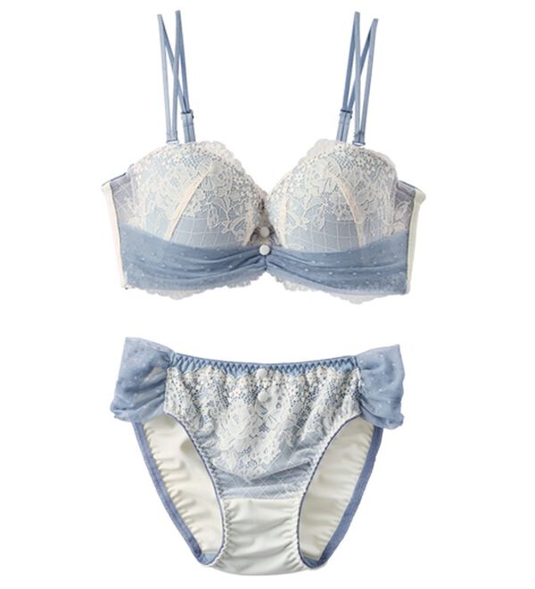 「＜ストラップレス＞まる胸メイクのちゅるんブラ＆ショーツセット（ブラジャー＆ショーツセット）」｜詳細画像